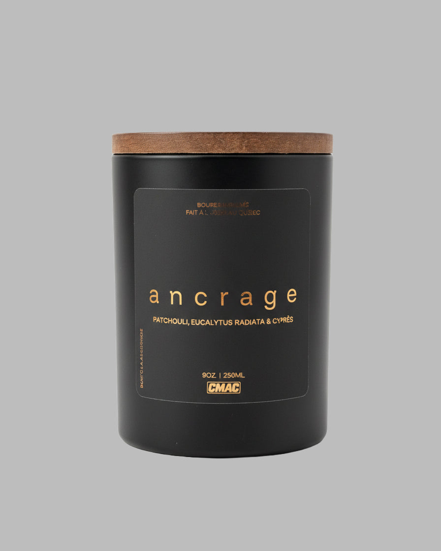 Chandelle 9 oz Ancrage - Patchouli, Eucalyptus Radiata & Cyprès